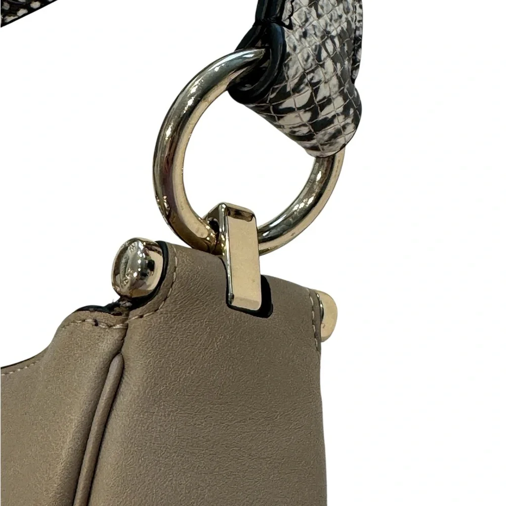 Coach Nomad Taupe Leather Hobo Bag with Snake Skin Strap